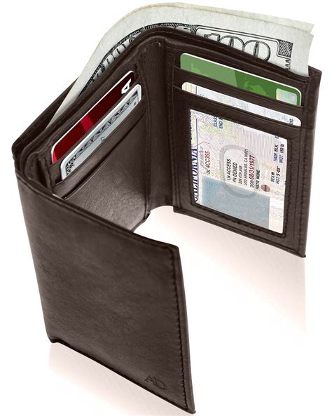 real leather trifold wallet